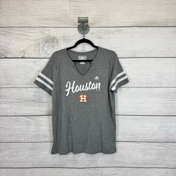 Majestic Women's Houston Astros Gray Graphic Tee Size Large - Picture 1 of 6
